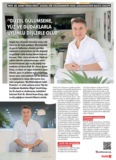 Prof. Ahmet Ersan ERSOY Klass Magazin (Ekim-2022) dergisine konuk oldu